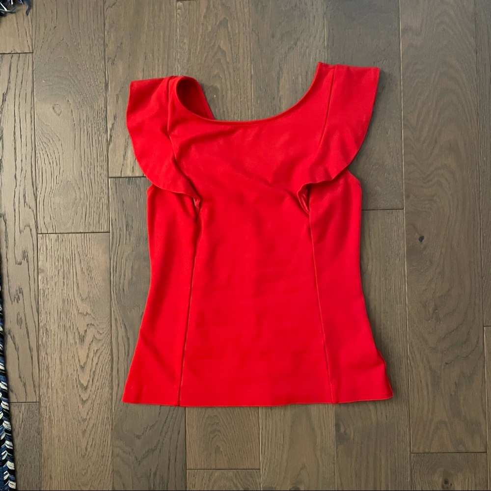 Red Express Sleevless Ruffle Top Size S/P - Picture 3 of 3